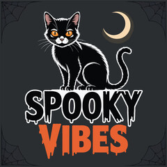 Spooky Vibes Halloween T-Shirt Design | Ghost, Pumpkin, and Creepy Elements for Print on Demand
