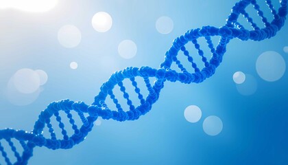 Blue dna molecule structure in science biology medical background illustration