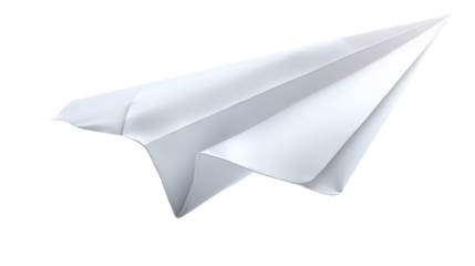 White Paper Airplane in Flight Simple Design,
