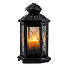  dark glowing candle lantern isolated on white or transparent