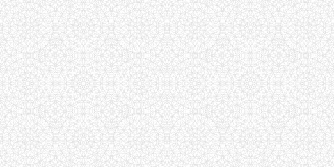 Vector ornamental seamless pattern in traditional arabian, indian, turkish style. Subtle abstract mosaic background texture with stars, floral shapes. Elegant white and gray ornament. Repeat design