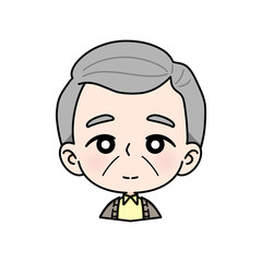 Old man with a straight face, cute cartoon style