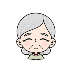 Old woman with a straight face, cute cartoon style