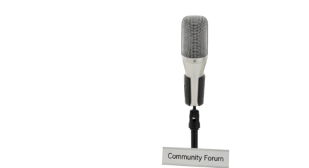 Microphone for Community Forum Event detailed illustration featuring podcast, listening, participation, interview, speech, meeting design concept