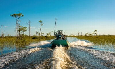 Airboat ride through cypress swamp