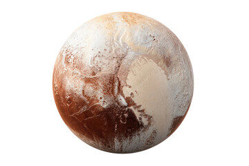 Detailed view of pluto's surface with icy and rocky features, cut out