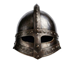  metal antique viking helmet isolated on white or transparent.