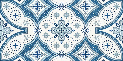 Discover the beauty of intricate blue pattern designs with small crosses creating a unique decorative experience