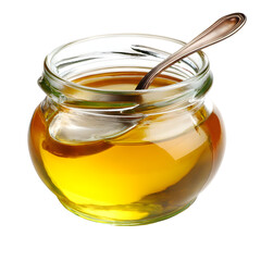 Golden Honey in Glass Jar with Spoon