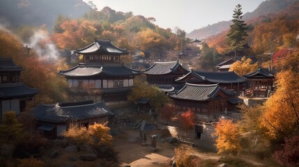 Obraz premium Autumnal Asian Village