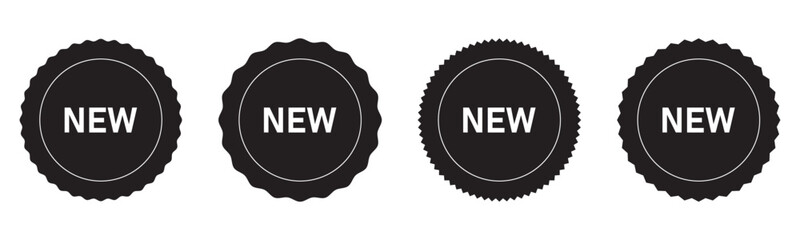 New tag stickers, shopping labels icon, New arrival stickers and labels flat icon kit. Isolated red retail ribbons for promotion vector illustration collection. Discount and price. Vector illustration