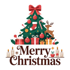 Minimalist Merry Christmas Vector Design..