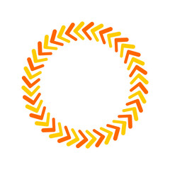 Round chevron arrows design vector loop orange and yellow.