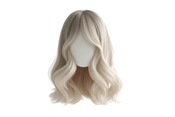 Naklejka premium Blonde long wavy hairstyle on faceless mannequin head with middle parting, cut out