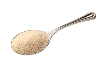 Active Dry Yeast in a Silver Spoon Baking Ingredient Closeup