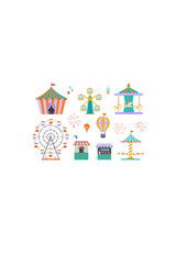 Amusement park different funny attractions Vector.ai