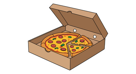 open box revealing delicious pizza with various toppings inside