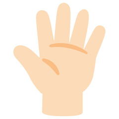 Human hand with five fingers, simple body part illustration ideal for gestures or educational designs.

