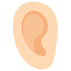 Human ear in soft skin tone, anatomical auditory organ illustration perfect for medical or educational content.

