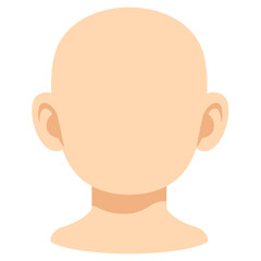 Bald human head with ears, character face illustration perfect for avatars or cartoon designs.

