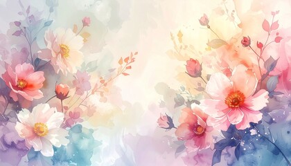Elegant watercolor floral design with pastel hues for spring weddings and feminine branding projects