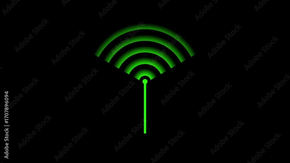 Poster wi-fi icon symbolizing internet access. abstract animation of a glowing. radio icon wi fi signal ico