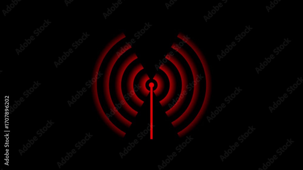 Poster wi-fi icon symbolizing internet access. abstract animation of a glowing. radio icon wi fi signal ico
