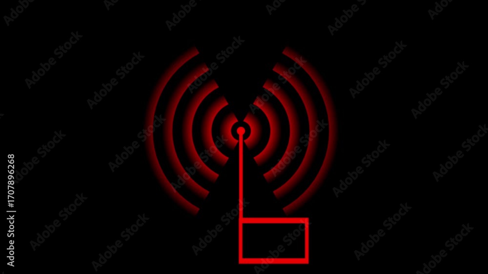 Poster wi-fi icon symbolizing internet access. abstract animation of a glowing. radio icon wi fi signal ico