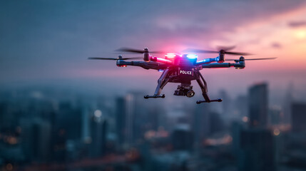 High-tech drone symbolizing unmanned police operations