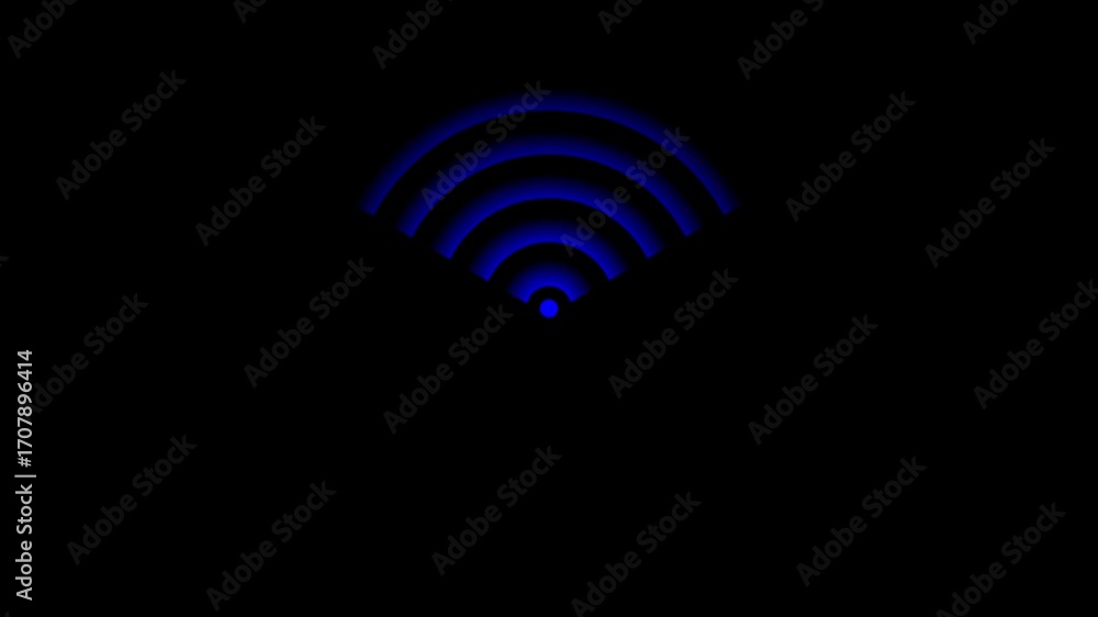Poster wi-fi icon symbolizing internet access. abstract animation of a glowing. radio icon wi fi signal ico