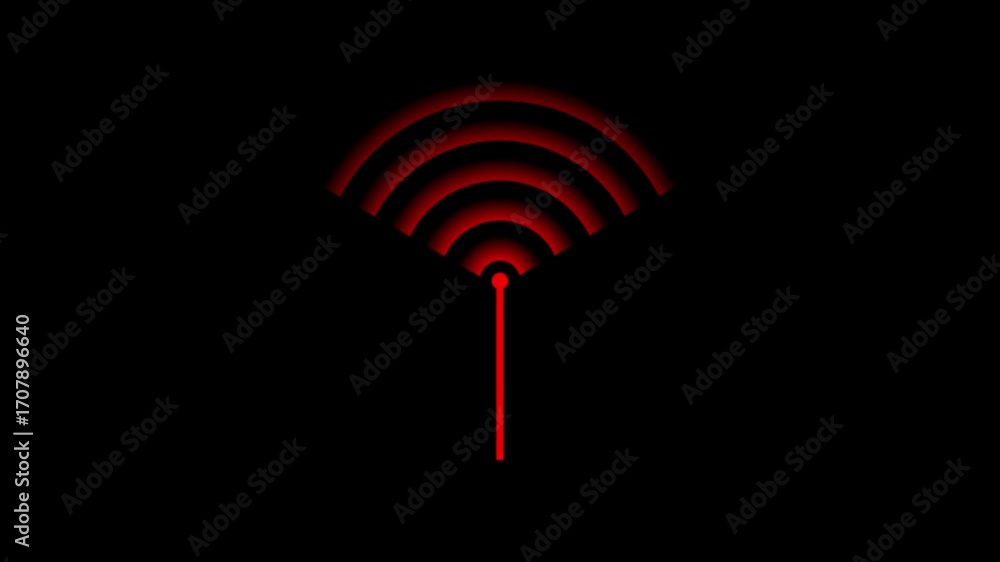 Poster wi-fi icon symbolizing internet access. abstract animation of a glowing. radio icon wi fi signal ico