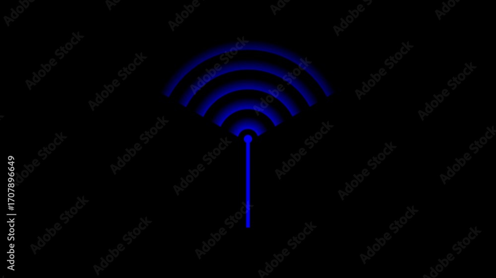 Poster wi-fi icon symbolizing internet access. abstract animation of a glowing. radio icon wi fi signal ico