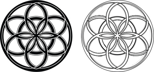 Seed of life vector sacred geometry flower pattern illustration