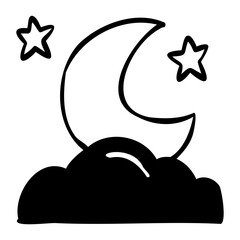 Moon and Stars hand drawn icon