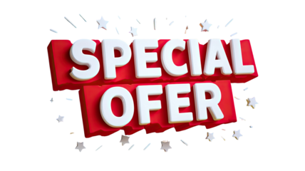 Bold 3D Special Offer Promotional Banner with Bright Colors and Modern Typography for Advertising isolated on white background