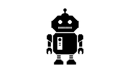 Fototapeta premium Retro robot icon with transparent background