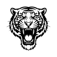 Roaring tiger head with transparent background