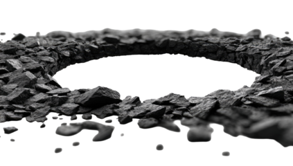 Circular crater, debris field