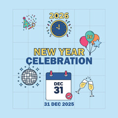 happy 2026 new year asset design resource