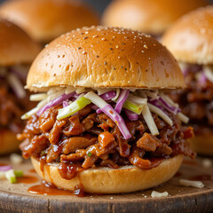 pulled pork sandwich with vegetables 