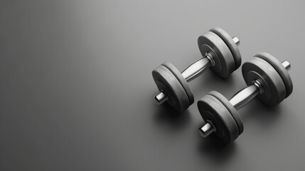 Gym Training Dumbbells. Black Dumbbells on Neutral Background