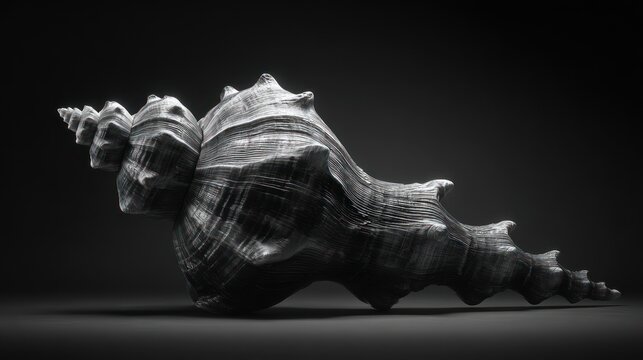 Detailed black and white seashell