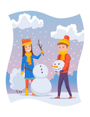 Winter Fun Enjoying the Sweet Delight of Building a Snowman with Close Friends Together