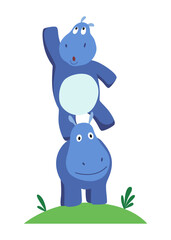 Cute cartoon animal. Funny kids, wall decorate. Children room wall sticker as interior decor