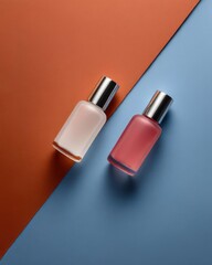 Obraz premium Minimalist Perfume Bottle Composition on Colorful Background