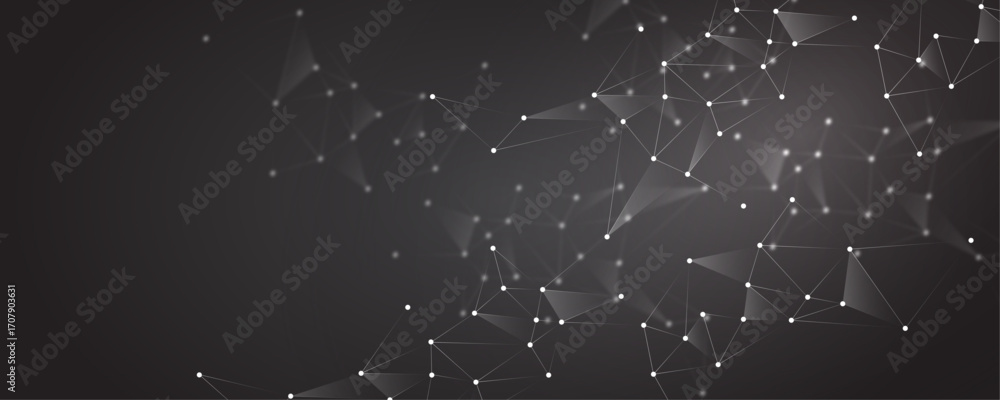 Poster abstract white polygon connection mesh futuristic communication technology concept dots lines connec