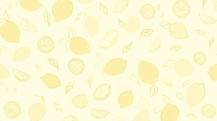 Lemon Fruit Pattern Seamless Background with Fresh Citrus Fruit Design