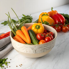mixed vegetables in bowl on the marble