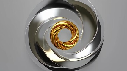 Abstract swirling metallic forms in gold and silver - Powered by Adobe