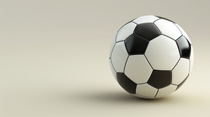Obraz premium Classic Soccer Ball on Neutral Background Black and White Football Close-Up